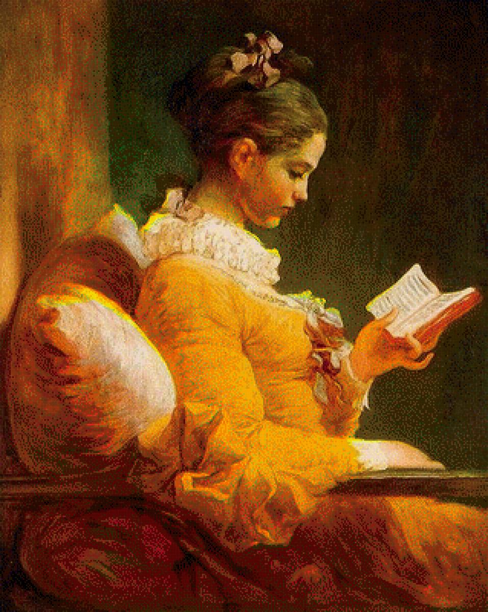 девушка с книгой - живопись, девушка с книгой - предпросмотр
