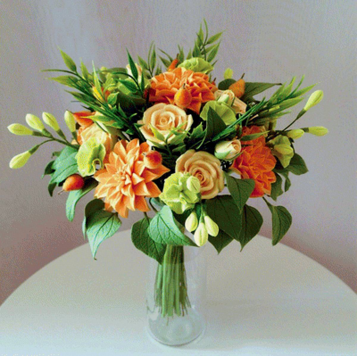 георгины в букете - фото, цветы, букет - предпросмотр