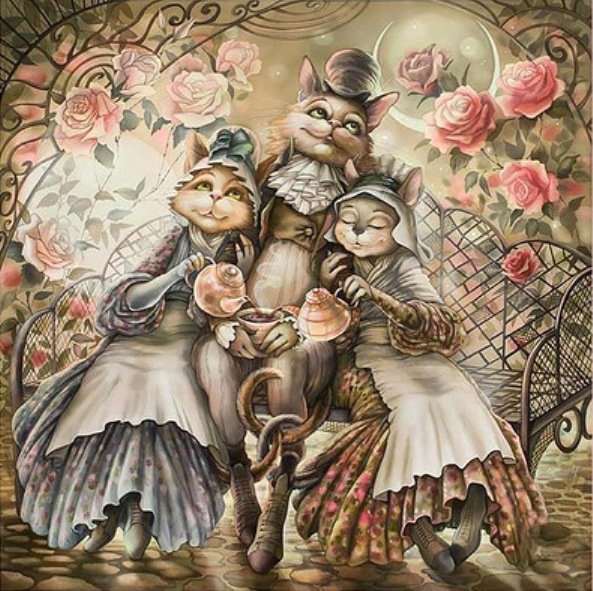 Утренний чай - коты - оригинал