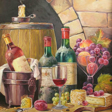 Натюрморт с вином и виноградом