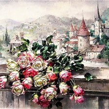 Roses on a ledge