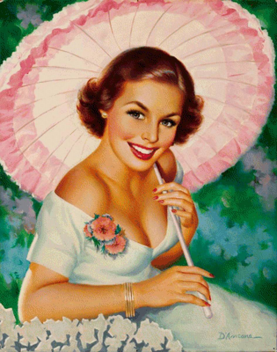 Барышня с зонтиком - с зонтом, красавица, с зонтиком, барышня - предпросмотр