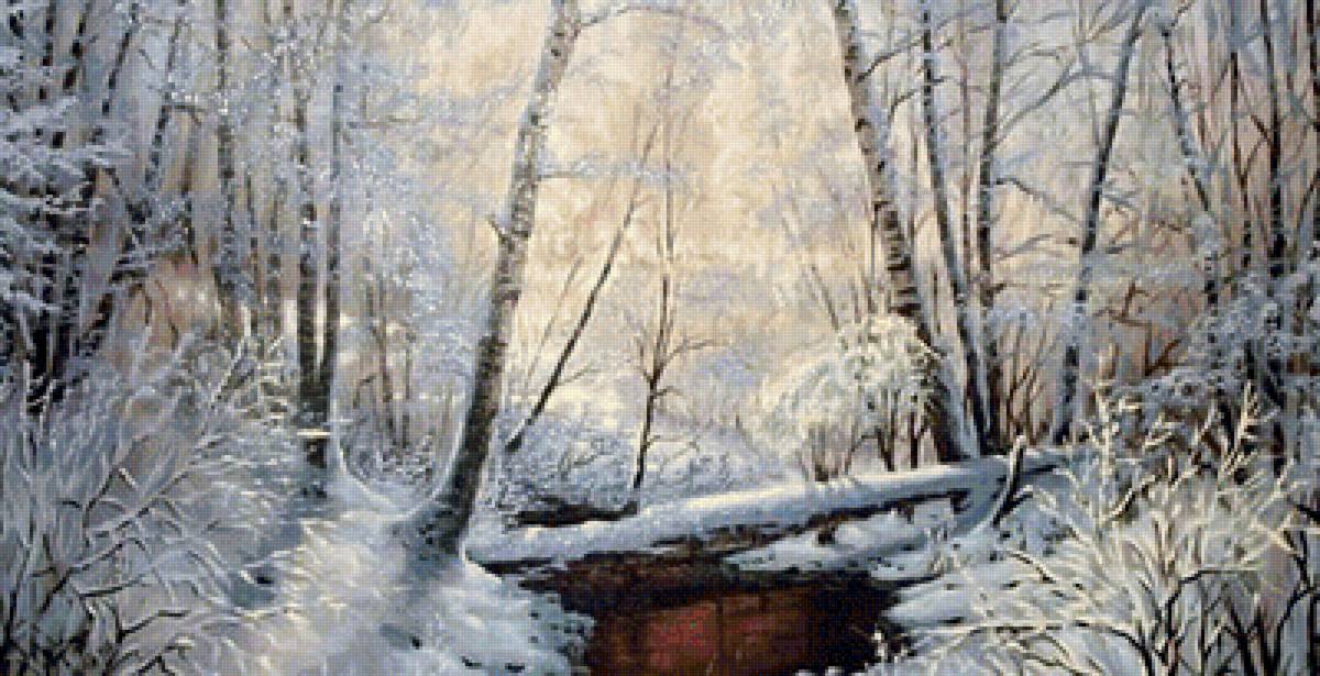 Зимний пейзаж - снег, река, зима - предпросмотр