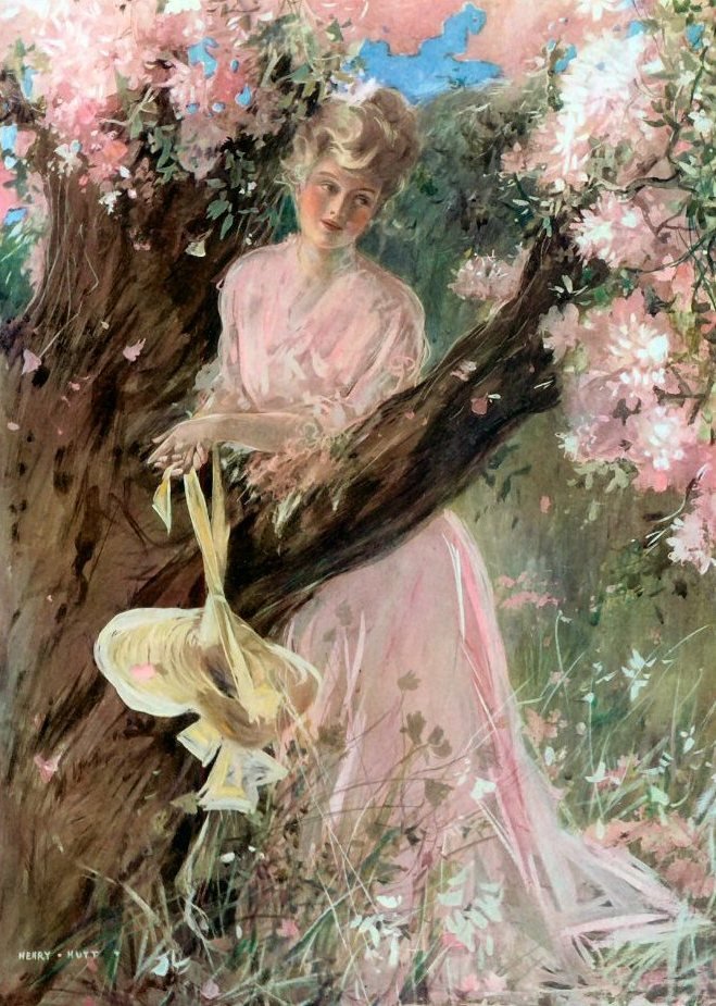 весна - сад, девушка, отдых - оригинал