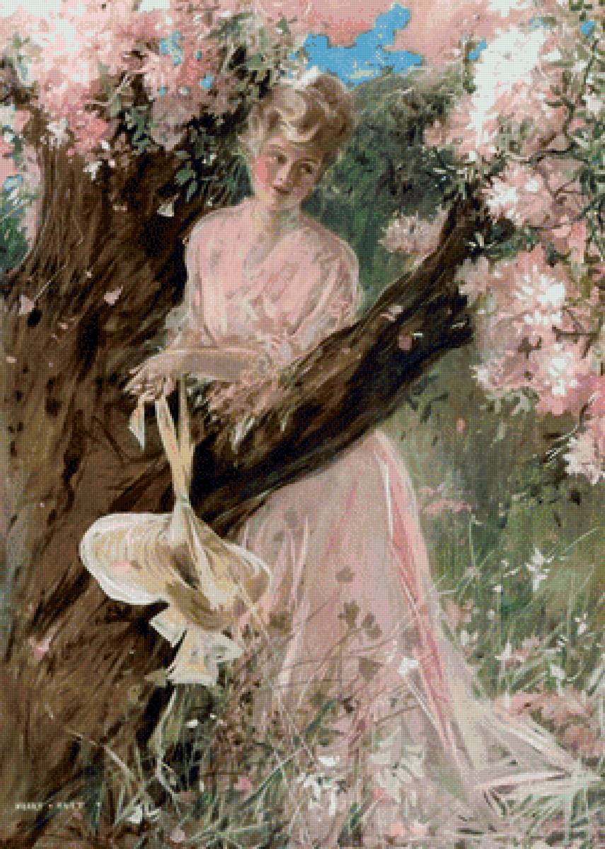 весна - девушка, сад, отдых - предпросмотр