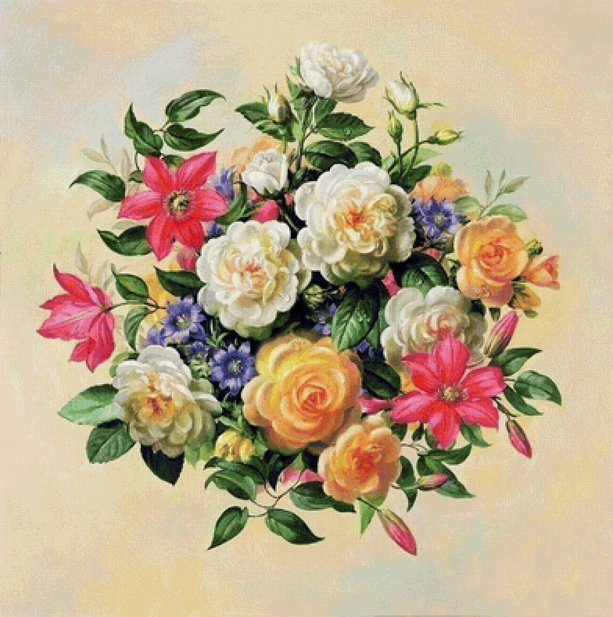 Цветочная фонтазия - розы, букет, цветы - предпросмотр