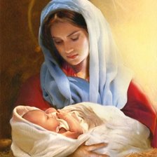 Схема вышивки «Мария с младенцем на руках»