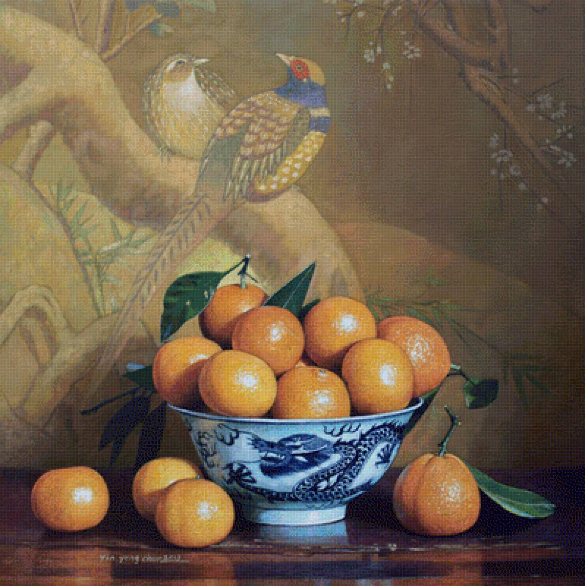 Натюрморт с апельсинами. - живопись., натюрморт, апельсины - предпросмотр