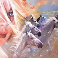 Схема вышивки «девушка и кони»