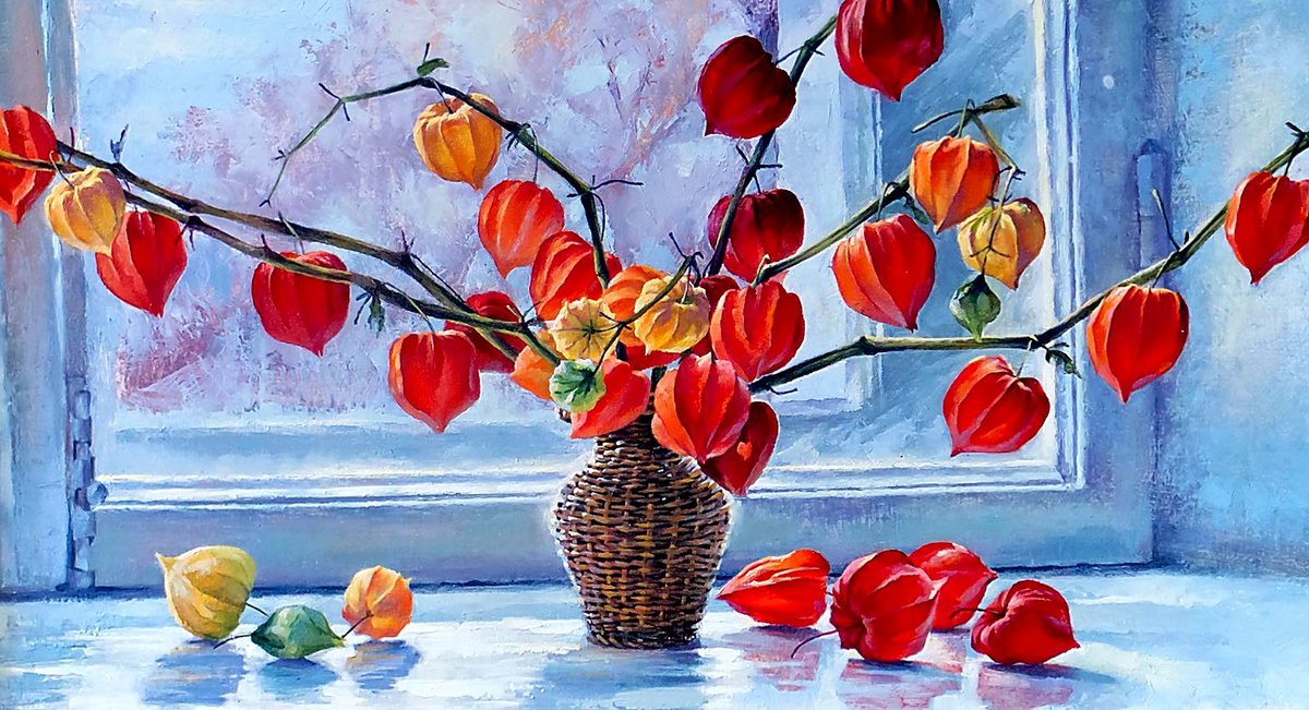 Натюрморт. - живопись., натюрморт, физалис - оригинал