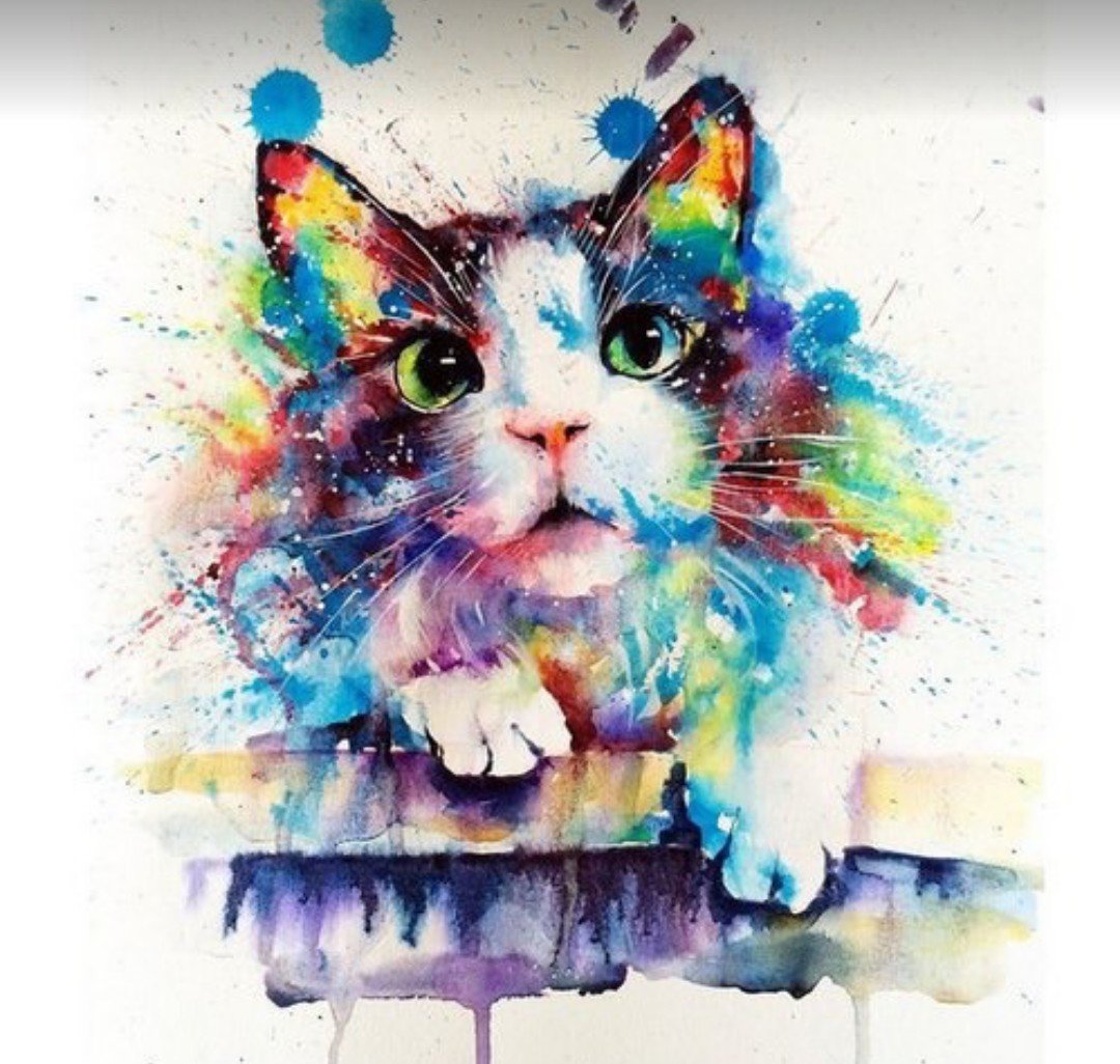 кот акварельный - оригинал