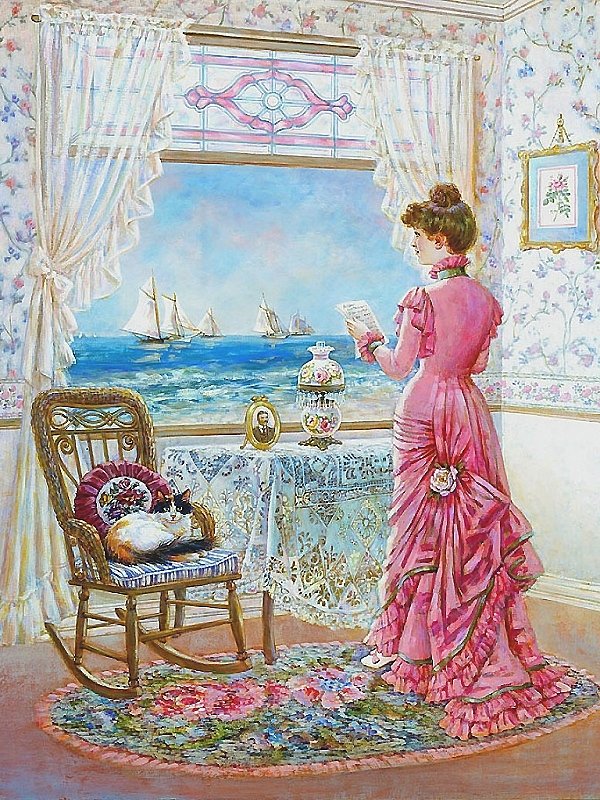 письмо - дама, окно - оригинал