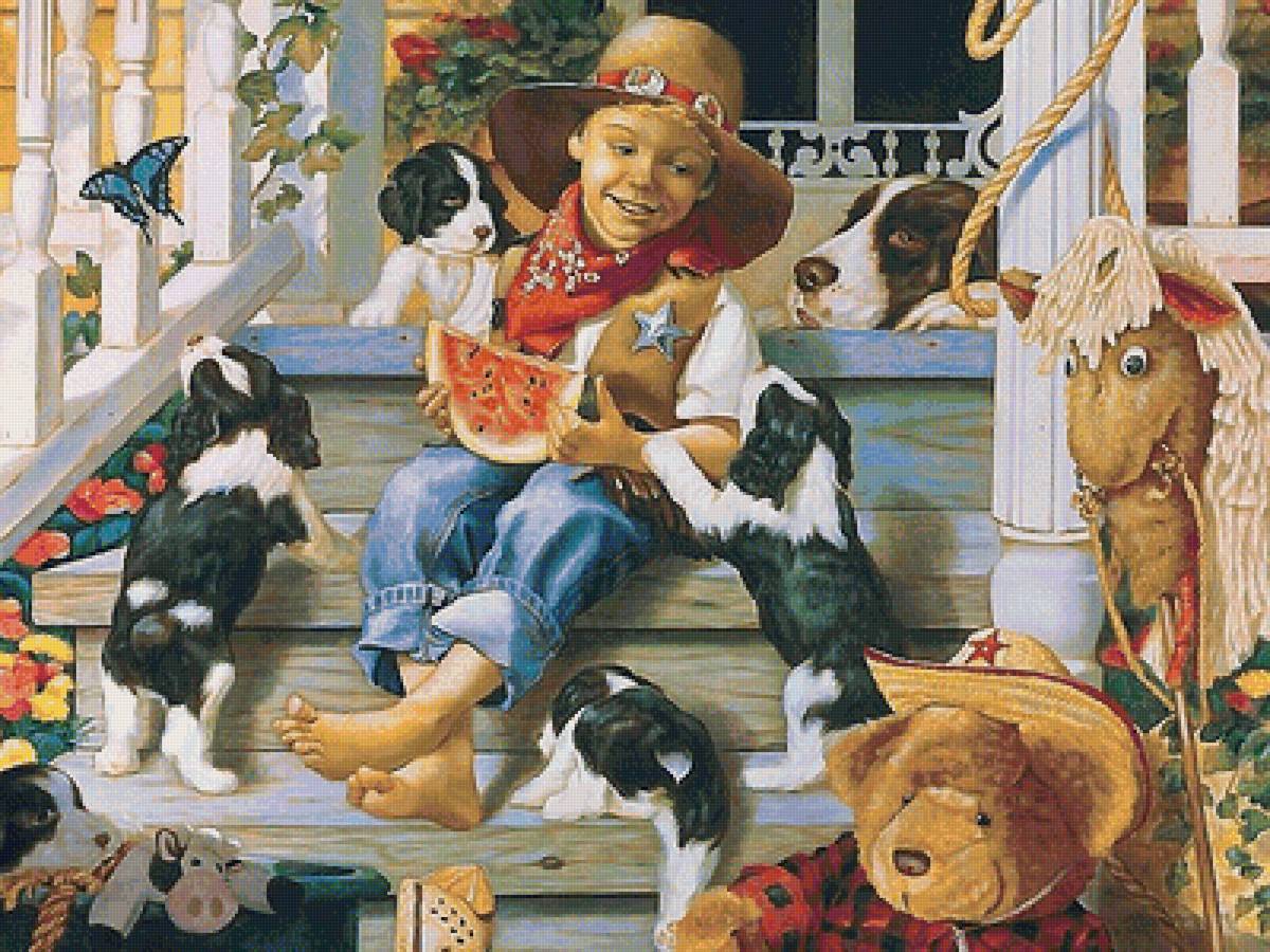 угощение - собаки, мальчик - предпросмотр