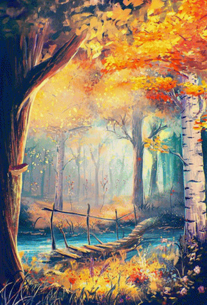 Сказочный лес. - живопись., лес. пейзаж - предпросмотр