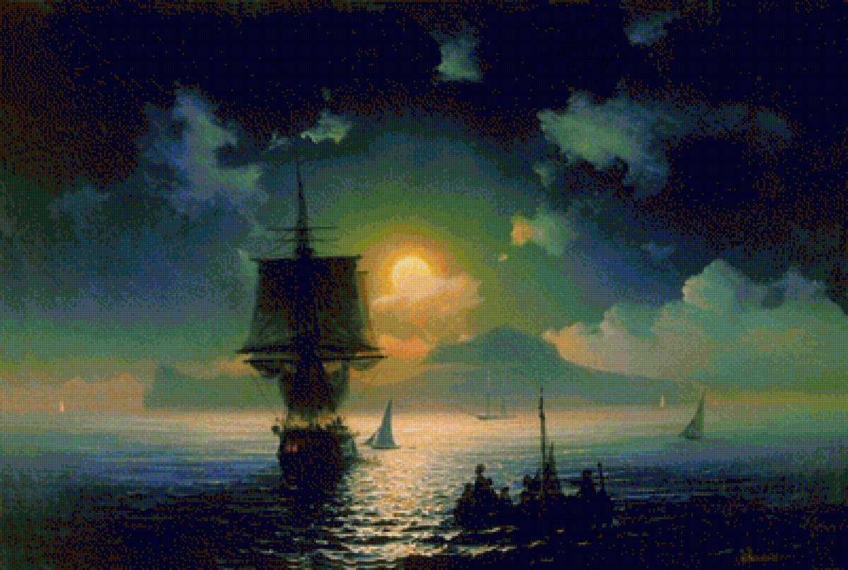 Айвазовский, "Лунная ночь на Капри" - море, айвазовский - предпросмотр