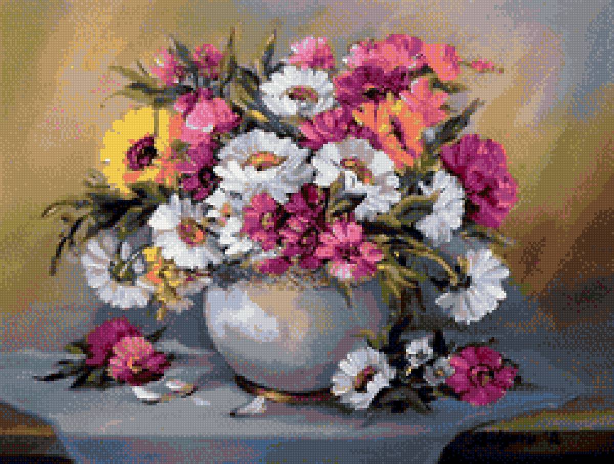 натюрморт с полевыми цветами - ваза, натюрморт, цветы - предпросмотр