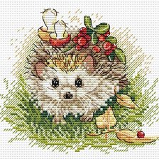 Схема вышивки «ёж с грибами»