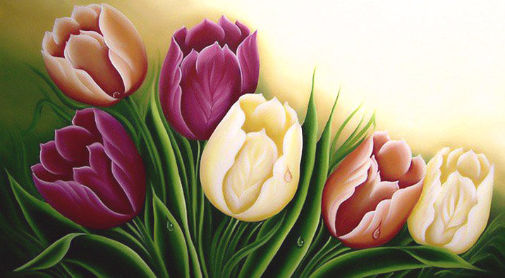 тюльпаны - букет, пионы, цветы - оригинал