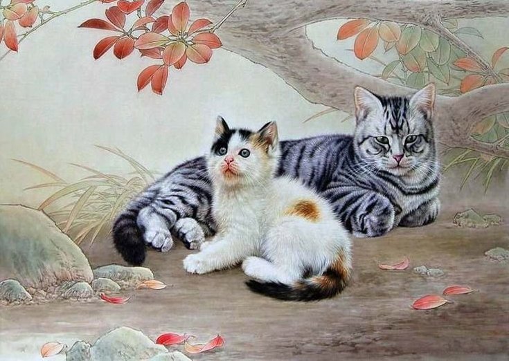 Мама кошка - кошка, отдых, котенок - оригинал