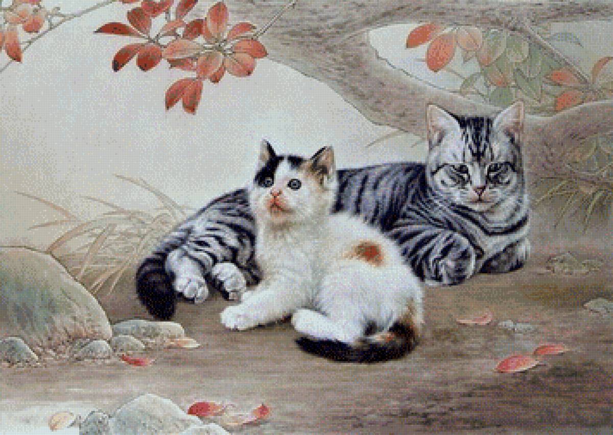 Мама кошка - кошка, котенок, отдых - предпросмотр