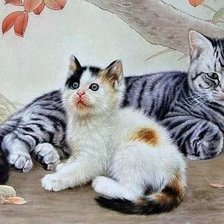 Оригинал схемы вышивки «Кошка и котенок» (№1772112)