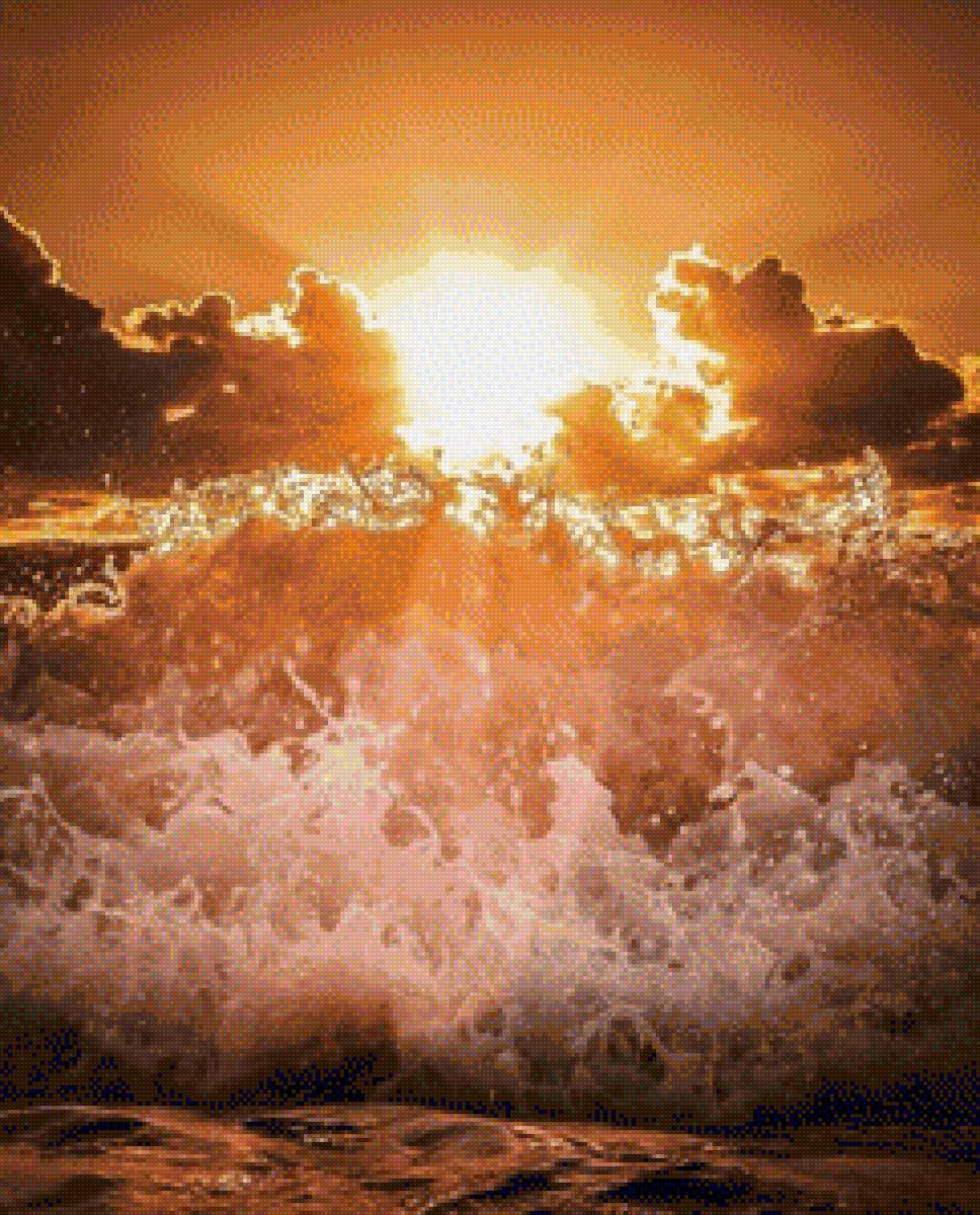 Море - море, закат, волны - предпросмотр