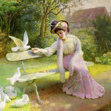 Схема вышивки «кормление голубей»