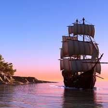 Схема вышивки «Корабль у острова»