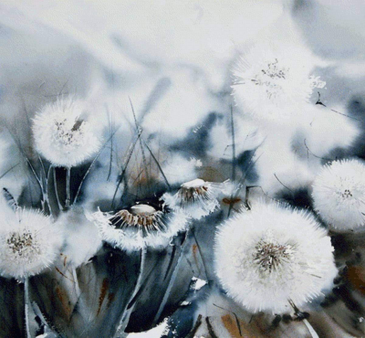 одуванчики - цветы, одуванчики, пейзаж - предпросмотр