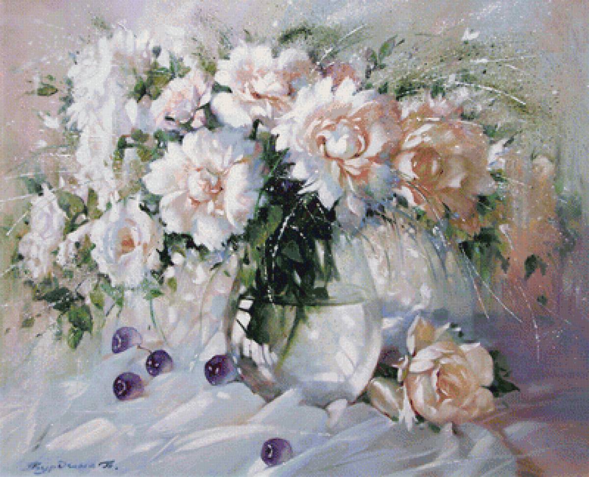 распустившиеся розы - цветы, натюрморт, букет, розы, розовые - предпросмотр