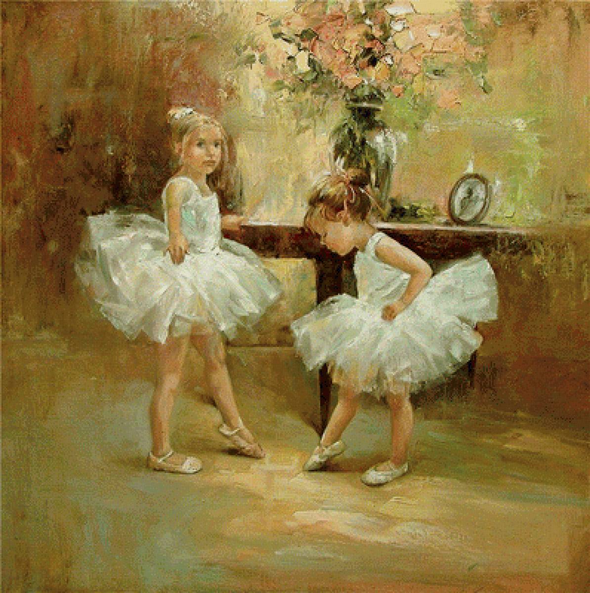 Маленькие балерины - девочки, картина, танцовщицы, танец, балерины - предпросмотр