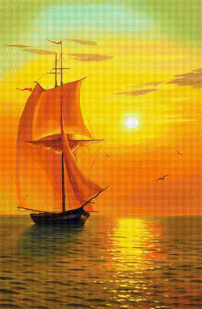 Худ. Деревенчук Владимир - пейзаж, парусник, море - предпросмотр