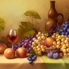 Оригинал схемы вышивки «натюрморт с виноградом» (№1775612)