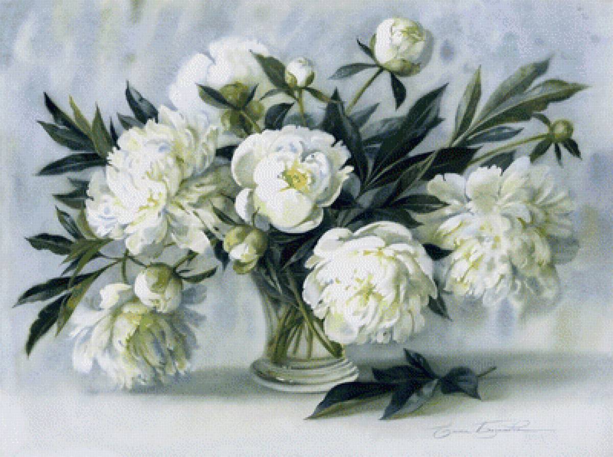 пионы - картина, пейзаж, пионы, кувшин, букет, цветы - предпросмотр