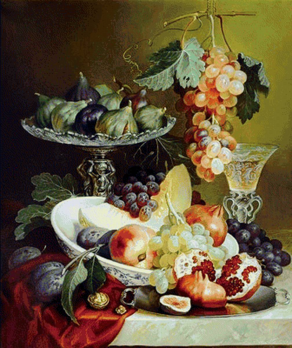 натюрморт с вином - натюрморт, фрукты - предпросмотр