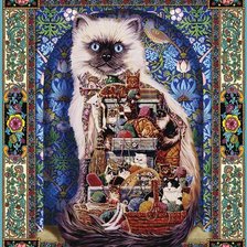 Схема вышивки «кошка рукодельница»