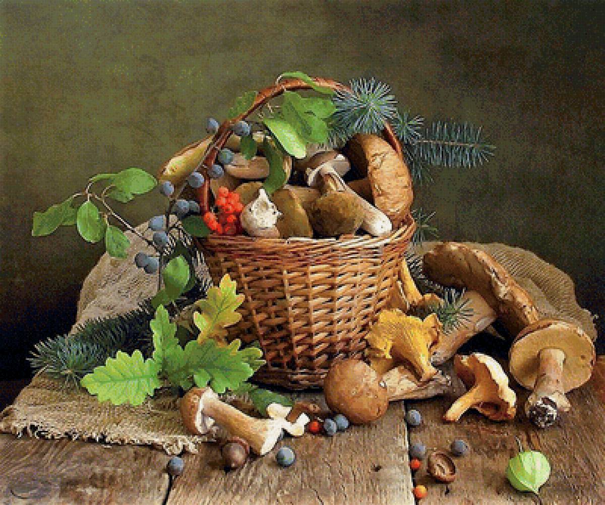 натюрморт с грибами - предпросмотр