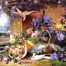 Схема вышивки «птицы и цветы»