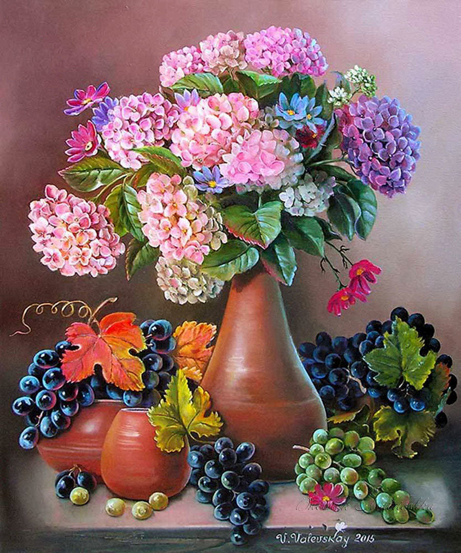 zátišie,kvety-ovocie - оригинал