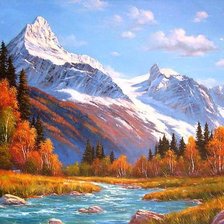 Схема вышивки «Горы.осень. Природа осеннего пейзажа.»