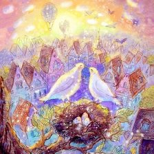 Схема вышивки «Голуби. Любовь.»