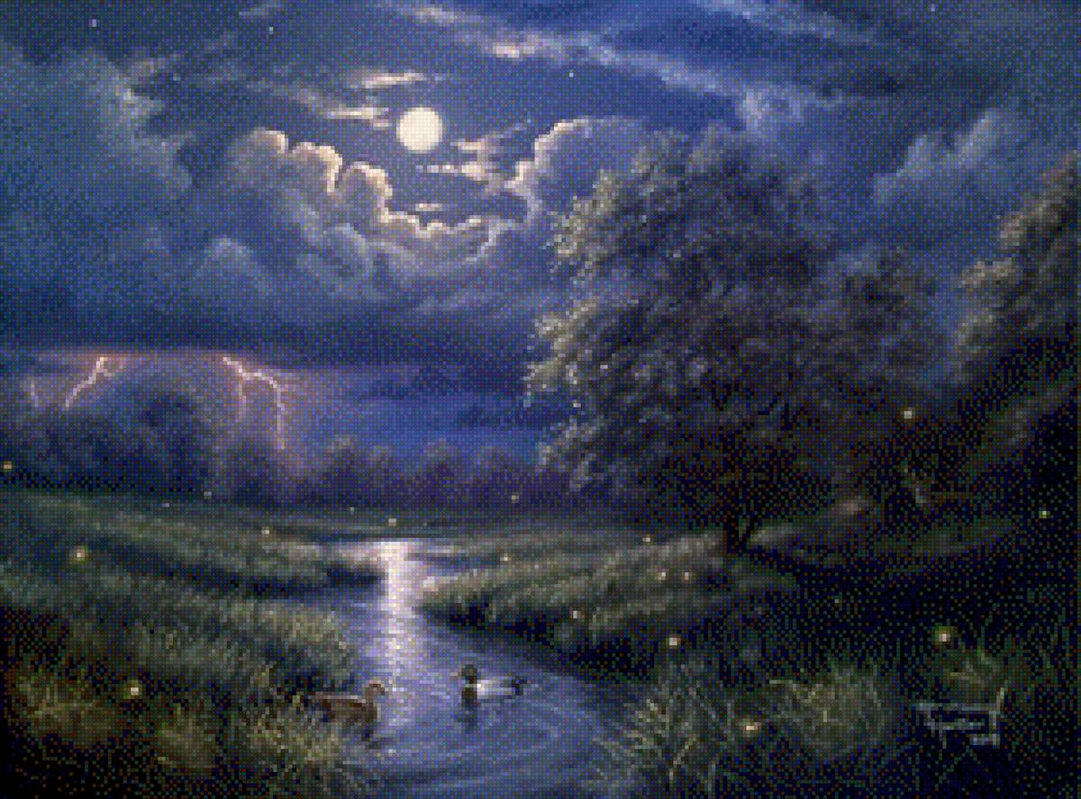 Гроза ушла. Тихая ночь. Река. Светлыми. - предпросмотр