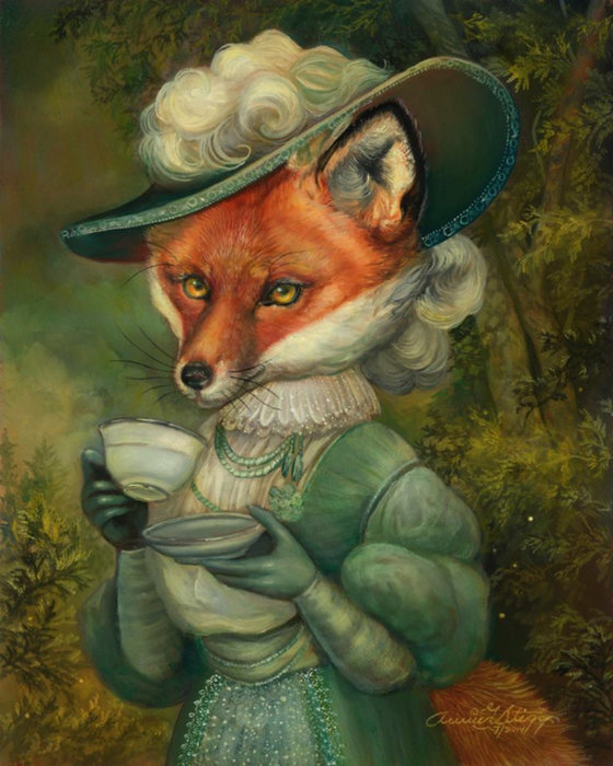 лиса - чаепитие - оригинал