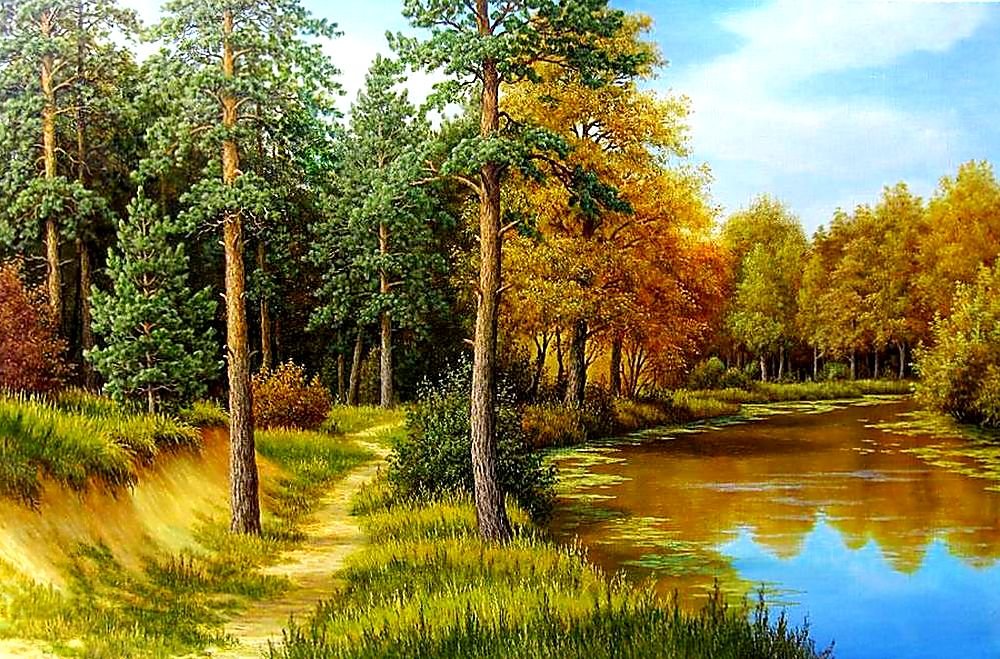 Осень. - пейзаж, живопись., осень - оригинал