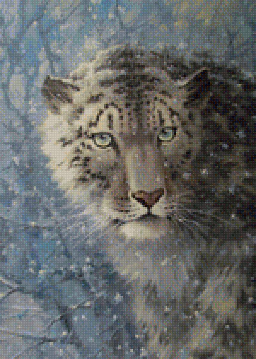 снежный барс - снег, картина, живопись, животные, барс - предпросмотр