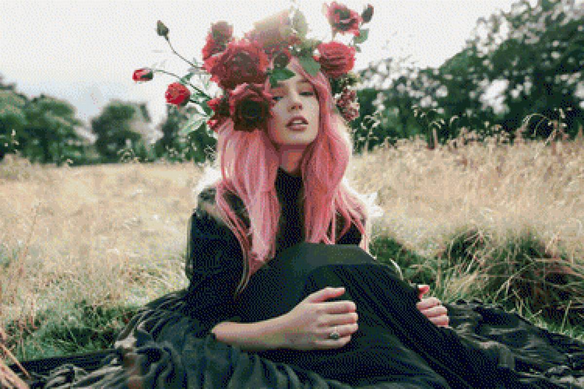 Девушка - девушка, венок, природа. - предпросмотр