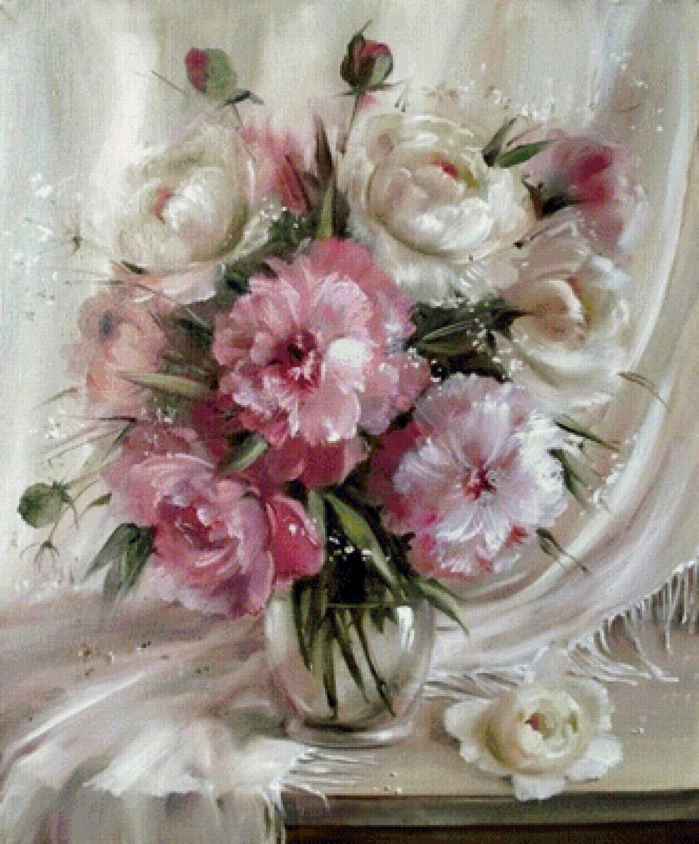 пионы - кувшин, картина, цветы, пейзаж, букет - предпросмотр