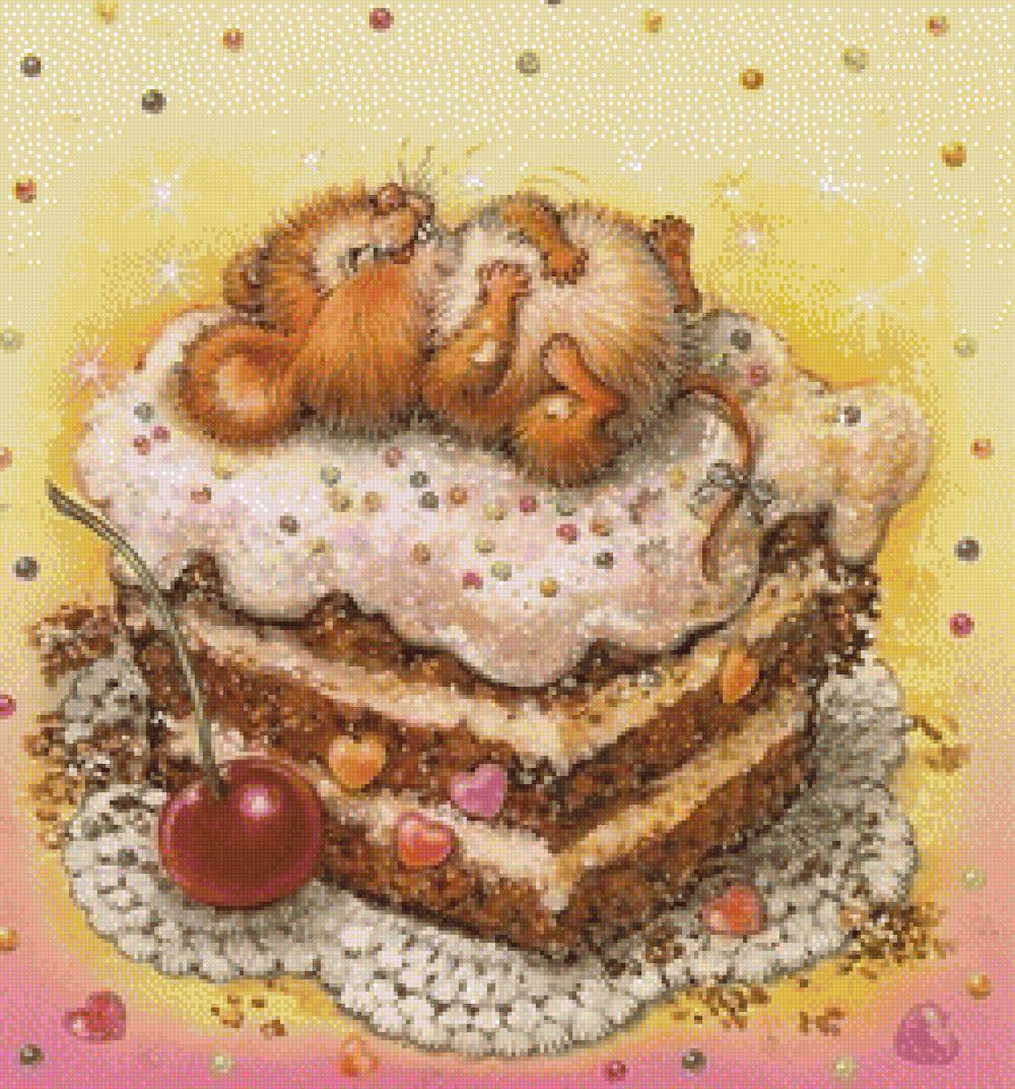 Мышка на торте - мышка, для кухни, торт, праздник - предпросмотр
