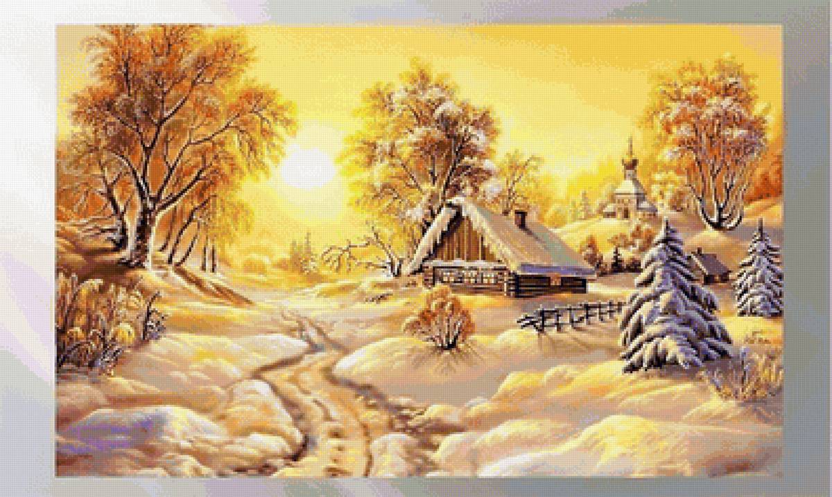 Солнечный зимний день - деревня, зима - предпросмотр