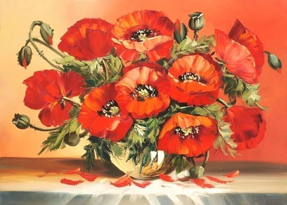 Маки в вазе - маки, цветы, ваза - оригинал